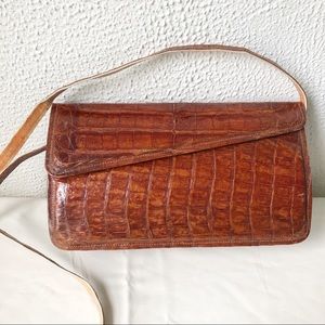 Vintage Hazelnut Snakeskin Leather Crossbody Purse